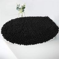 mayshine washable black shaggy microfiber standard toilet lid covers for bathroom - seat cloud bath logo