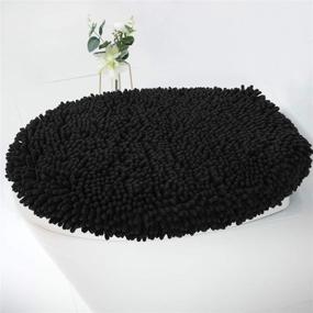 img 4 attached to MAYSHINE Washable Black Shaggy Microfiber Standard Toilet Lid Covers for Bathroom - Seat Cloud Bath