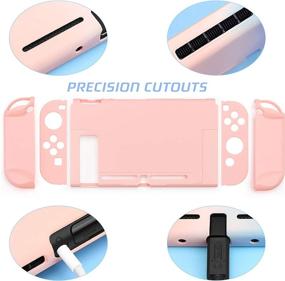 img 1 attached to 🎮 RHOTALL Protective Case for Nintendo Switch: Dockable Cover Case with 2 Sakura Flower Thumb Grips in Pink