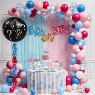 🎉 gender reveal party decoration kit - 255pcs balloons, confetti, table cloth, foil balloon, boy girl cake toppers, stickers for baby shower and gender reveal parties логотип