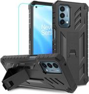 ultimate protection: jxvm black case with screen protector and kickstand for oneplus nord n200 5g (6.49 inch) - shockproof rugged cover logo