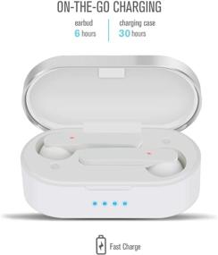 img 3 attached to 🎧 White Sync Pro Wireless Headphones with Charging Case - 30 Hour Playtime, True Wireless Earbuds, TWS, Built-in Mic, HD Stereo, Bass, Water Resistant