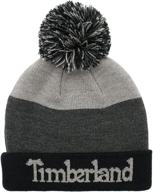 🧢 timberland boys' logo pom hat: stylish and comfortable with woven label logo