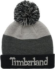 img 2 attached to 🧢 Timberland Boys' Logo Pom Hat: Stylish and Comfortable with Woven Label