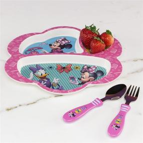 img 1 attached to 🍽️ Набор столовых приборов Zak Designs Minnie Easy Grip: Идеально подходит для детских рук, веселые персонажи, контуры ручек, текстурированные захваты