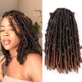 img 4 attached to 🦋 14 Inch Butterfly Locs Crochet Hair 6 Pack Distressed Locs Crochet Braids Soft Faux Butterfly Locs Hair for Black Women - T30 (Pack of 6)