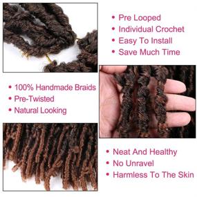 img 2 attached to 🦋 14 Inch Butterfly Locs Crochet Hair 6 Pack Distressed Locs Crochet Braids Soft Faux Butterfly Locs Hair for Black Women - T30 (Pack of 6)