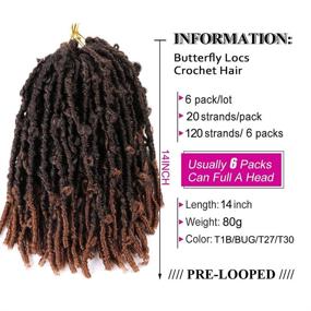 img 3 attached to 🦋 14 Inch Butterfly Locs Crochet Hair 6 Pack Distressed Locs Crochet Braids Soft Faux Butterfly Locs Hair for Black Women - T30 (Pack of 6)