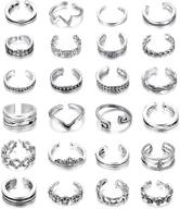 💍 finrezio 24pcs open toe rings set for women girls - various types knuckle ring collection: vintage/ retro finger ring, adjustable logo