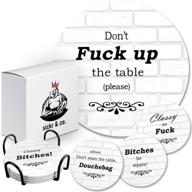 🍷 hilarious absorbent coasters with holder - perfect housewarming gifts for wine lovers - 8 pc. set for bar decor and kitchen styling logo