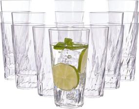 img 4 attached to High-Quality Palmetto 20-Ounce Clear Plastic Tumblers, Set of 16: Durable, Elegant Drinkware Solution