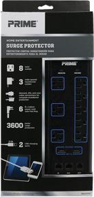 img 3 attached to ⚡️ Prime Wire & Cable PB523118 Surge Protector: 8-Outlet Premium Electronics Defense with 6-Ft Cord, Black