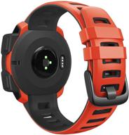 ancool flame red/black silicone sport band: compatible with garmin instinct tide/esports/solar/tactical smartwatches logo