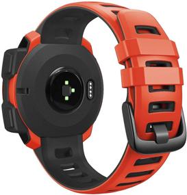 img 4 attached to ANCOOL Flame Red/Black Silicone Sport Band: Compatible with Garmin Instinct Tide/Esports/Solar/Tactical Smartwatches