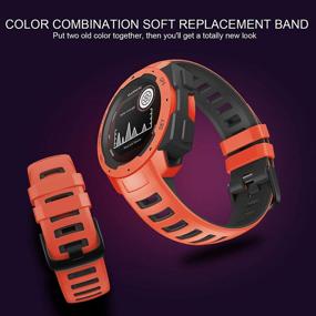 img 1 attached to ANCOOL Flame Red/Black Silicone Sport Band: Compatible with Garmin Instinct Tide/Esports/Solar/Tactical Smartwatches