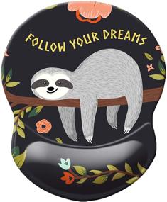 img 4 attached to Comfortable and Durable Mouse Pad with Wrist Support - Ideal for Office, Computer, Laptop & Mac - Lightweight Ergonomic Mouse Mat with Non-Slip Wrist Rest (Baby Sloth Design)