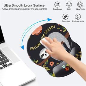 img 2 attached to Comfortable and Durable Mouse Pad with Wrist Support - Ideal for Office, Computer, Laptop & Mac - Lightweight Ergonomic Mouse Mat with Non-Slip Wrist Rest (Baby Sloth Design)