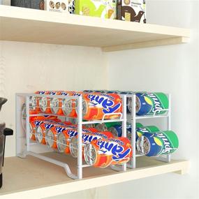 img 2 attached to 🥫 Simple Trending 2-Pack Rack: Efficient Soda Can Dispenser & Food Organizer - Stackable Design, Fits 12 Standard 12oz Cans or Canned Food, Ideal for Pantry or Refrigerator Storage (White)