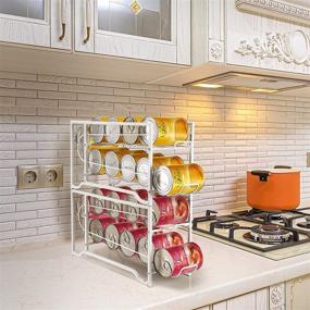 img 1 attached to 🥫 Simple Trending 2-Pack Rack: Efficient Soda Can Dispenser & Food Organizer - Stackable Design, Fits 12 Standard 12oz Cans or Canned Food, Ideal for Pantry or Refrigerator Storage (White)