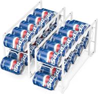 🥫 simple trending 2-pack rack: efficient soda can dispenser & food organizer - stackable design, fits 12 standard 12oz cans or canned food, ideal for pantry or refrigerator storage (white) логотип