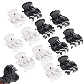 img 4 attached to 12 Hair Roller Clips - Curler Claw Clips for Styling, Replacement Roller Clips for Small, Medium, Large, Jumbo Rollers - Professional Salon Hair Clips for Women and Girls (Black+White)