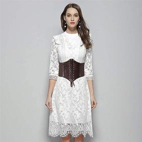 img 2 attached to 👗 BAOKELAN Lace-up Corset Belt for Women – Wide Elastic Waist Belt for Dresses in Tied Leather Style