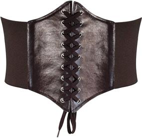 img 4 attached to 👗 BAOKELAN Lace-up Corset Belt for Women – Wide Elastic Waist Belt for Dresses in Tied Leather Style