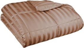 img 2 attached to High-Quality Taupe Twin/Twin XL Striped Down Alternative Comforter for Year-Round Use