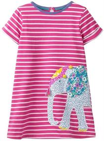 img 4 attached to 🦖 Cotton Dresses for Girls: Cartoon Dinosaur Girls' Clothing