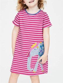 img 3 attached to 🦖 Cotton Dresses for Girls: Cartoon Dinosaur Girls' Clothing