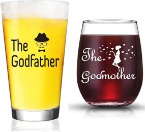 img 4 attached to 👼 Personalized Godparent Gifts: Enchanting Wine Glass for Godmothers & Beer Glass for Godfathers