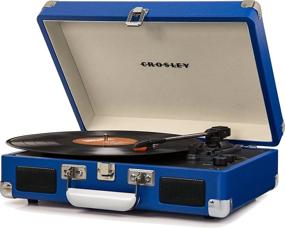 img 2 attached to 🎵 Vintage Crosley CR8005D-BL Cruiser Deluxe - Blue Bluetooth Suitcase Turntable with 3-Speed Playback