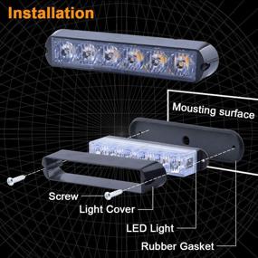 img 1 attached to 🚨 Waterproof Surface Mount and Grille Sync Flashing LED Amber Strobe Lights for Trucks, Construction Vehicles, Safety Cars - AT-HAIHAN 4-in-1 Hazard Warning Lighting