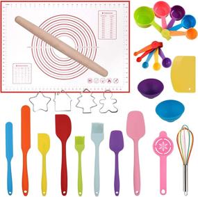 img 4 attached to 🥄 29 PCS Silicone Spatula Set with Rolling Pin, Cookie Cutters, and more: Ultimate Kitchen Tools for Cooking, Baking, and Food Preparation