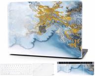 👩 macbook pro 13 inch laptop case: golden blue abstract marble design with keyboard cover, hard shell, and screen protector (model: a1706/a1708/a1989) logo