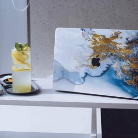 img 2 attached to 👩 MacBook Pro 13 Inch Laptop Case: Golden Blue Abstract Marble Design with Keyboard Cover, Hard Shell, and Screen Protector (Model: A1706/A1708/A1989)