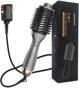 img 4 attached to 💁 4-in-1 Ionic Hair Dryer Brush: Professional Hot Air Styler for Volumizing, Straightening, and Curling All Hair Types (Gray)