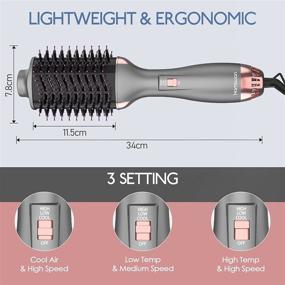 img 1 attached to 💁 4-in-1 Ionic Hair Dryer Brush: Professional Hot Air Styler for Volumizing, Straightening, and Curling All Hair Types (Gray)