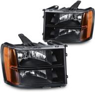 сборка фар dwvo для gmc sierra 1500 2007-2013/ sierra 2500hd 3500hd 2007-2014 - черное корпус с оранжевым отражателем - запасные фары (пассажирская и водительская сторона) логотип
