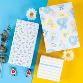 img 2 attached to 🎁 WRAPAHOLIC Bay Boy Wrapping Paper Roll - Cute Bear and Small Pin Design for Celebration, Party, Baby Shower Present Packing - 4 Rolls - 30" X 120" Per Roll