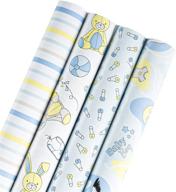 🎁 wrapaholic bay boy wrapping paper roll - cute bear and small pin design for celebration, party, baby shower present packing - 4 rolls - 30" x 120" per roll logo