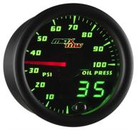 🚚 maxtow double vision 100 psi oil pressure gauge kit: electronic sensor, black face, green led, analog & digital readouts - ideal for trucks - 2-1/16" 52mm logo