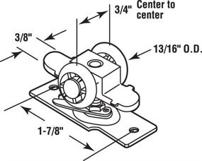 img 1 attached to Optimized Prime-Line N 7065 Pocket Door Roller Assembly, 🚪 13/16 inches, Convex, Plastic Tires, Steel Bracket & Ball Bearings