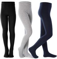 🧦 bundle of 3 toddler girls' seamless cable knit cotton footed tights for dance, ballet, and leggings logo