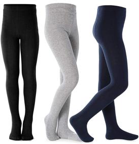 img 4 attached to 🧦 Bundle of 3 Toddler Girls' Seamless Cable Knit Cotton Footed Tights for Dance, Ballet, and Leggings