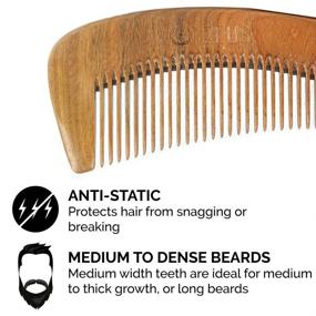 img 1 attached to ZEUS Boomerang Beard Comb - Large Sandalwood Hair Grooming Tool in Leather Sheath, Top-Rated Natural Organic Wood Comb - M31