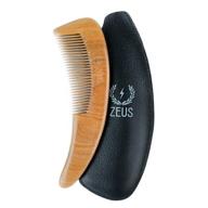zeus бумеранг для бороды - большая гребенка из сандалового дерева в кожаном футляре, лучший натуральный органический деревянный гребень - m31 логотип