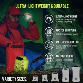 img 2 attached to Ultra-Lightweight Waterproof Bag Set - 5 Pack Dry Sack Waterproof Stuff Sacks with Airtight Sealing, Ideal for Backpacking, Kayaking, Camping, Boating, Beach - Includes 2L, 4L, 6L, 8L, and 10L Waterproof Bags.