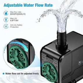 img 3 attached to 💧 800GPH Submersible Water Pump (3000L/H, 45W) by isYoung - Ultra Quiet Fountain Pump for Aquarium, Fish Tank, Statuary, Hydroponics - Adjustable with 10ft High Lift and 3 Nozzles