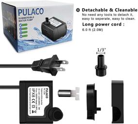 img 2 attached to 🐠 PULACO Mini Submersible Water Pump: Powerful 50GPH Flow for Aquariums, Fish Tank, Pond, Fountain, Hydroponics